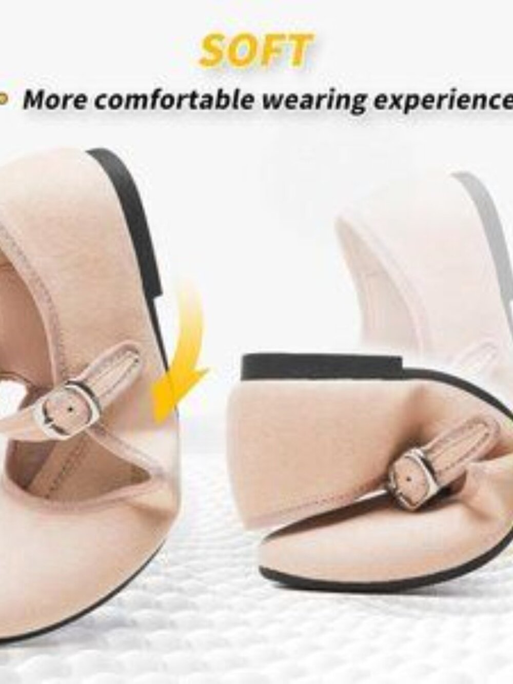Babudog Womens Nude Faux Suede Rounded Toe Mary Jane Ballets Flats with Strap - Picture 3 of 9